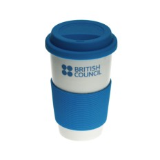 Double wall ceramic mug with silicon lid - BRITISH COUNCIL